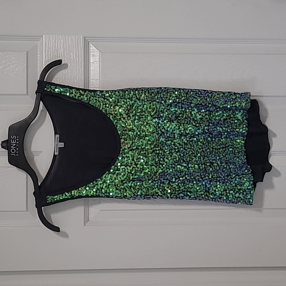 Charlotte Russe Green Blue Sequined Sleeveless Tank Size Small - Picture 1 of 9